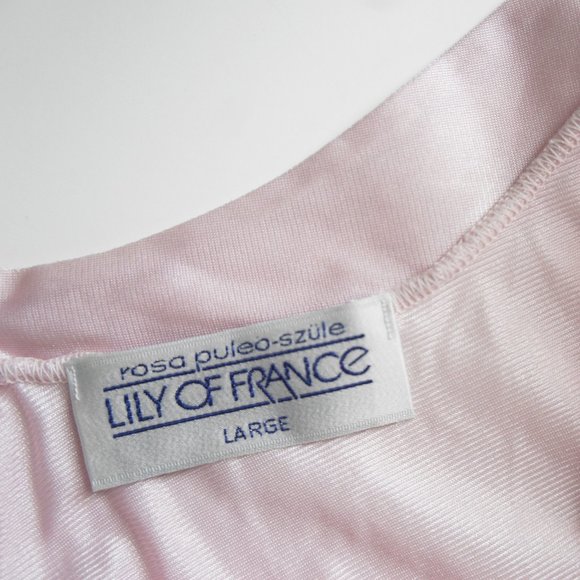 Vintage Lily of France Long Satin & Lace Mauve Pink Slip Night Gown Size Large - Picture 5 of 15